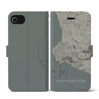 【ランチョ・パロス・ベルデス（アメリカ）】地図柄iPhoneケース（手帳タイプ）モノトーン・iPhone SE（第3 / 第2世代） / 8 / 7 / 6s / 6 用