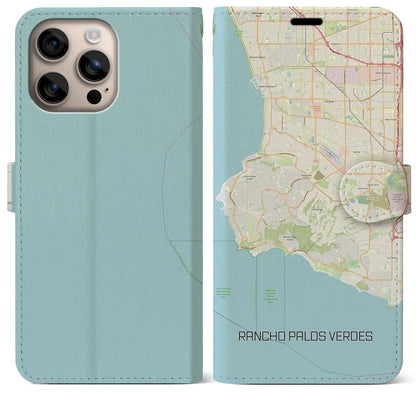 【ランチョ・パロス・ベルデス（アメリカ）】地図柄iPhoneケース（手帳タイプ）ナチュラル・iPhone 16 Plus 用