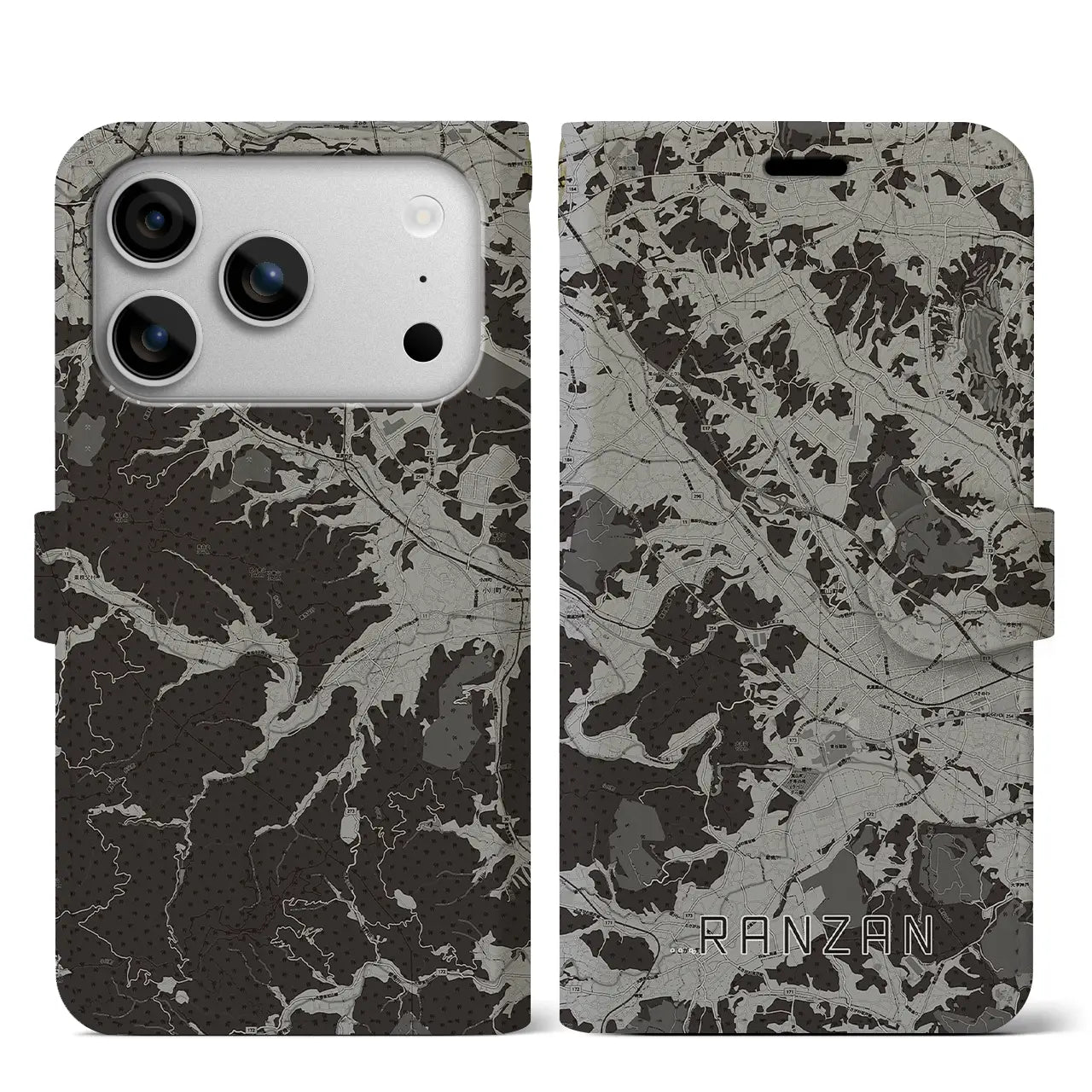 【嵐山（埼玉県）】地図柄iPhoneケース（手帳タイプ）