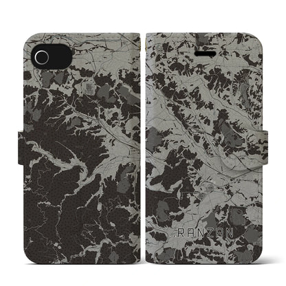 【嵐山（埼玉県）】地図柄iPhoneケース（手帳タイプ）モノトーン・iPhone SE（第3 / 第2世代） / 8 / 7 / 6s / 6 用