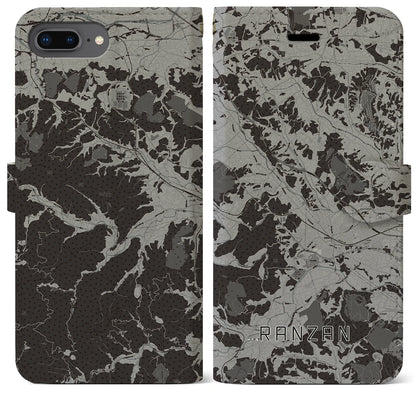 【嵐山（埼玉県）】地図柄iPhoneケース（手帳タイプ）モノトーン・iPhone 8Plus /7Plus / 6sPlus / 6Plus 用