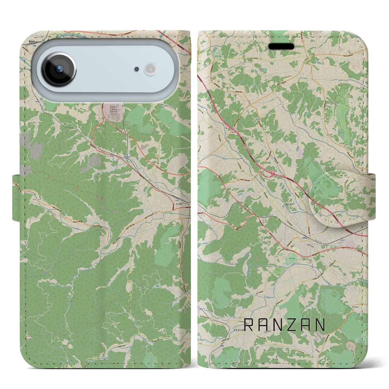 【嵐山（埼玉県）】地図柄iPhoneケース（手帳タイプ）