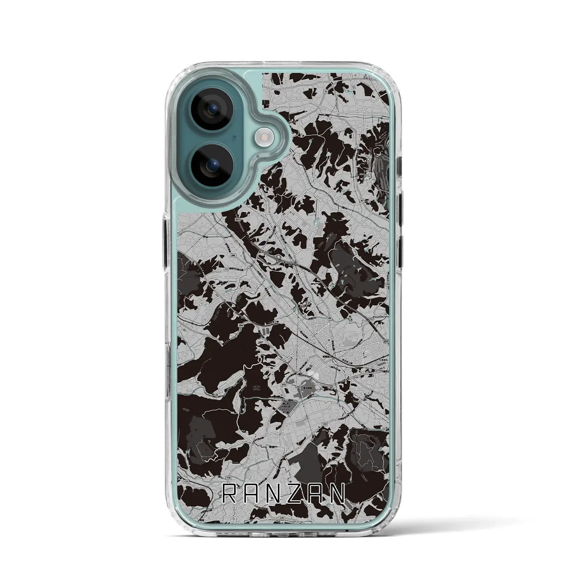 【嵐山（埼玉県）】地図柄iPhoneケース（MagSafeタイプ）モノトーン・iPhone 16 Pro 用