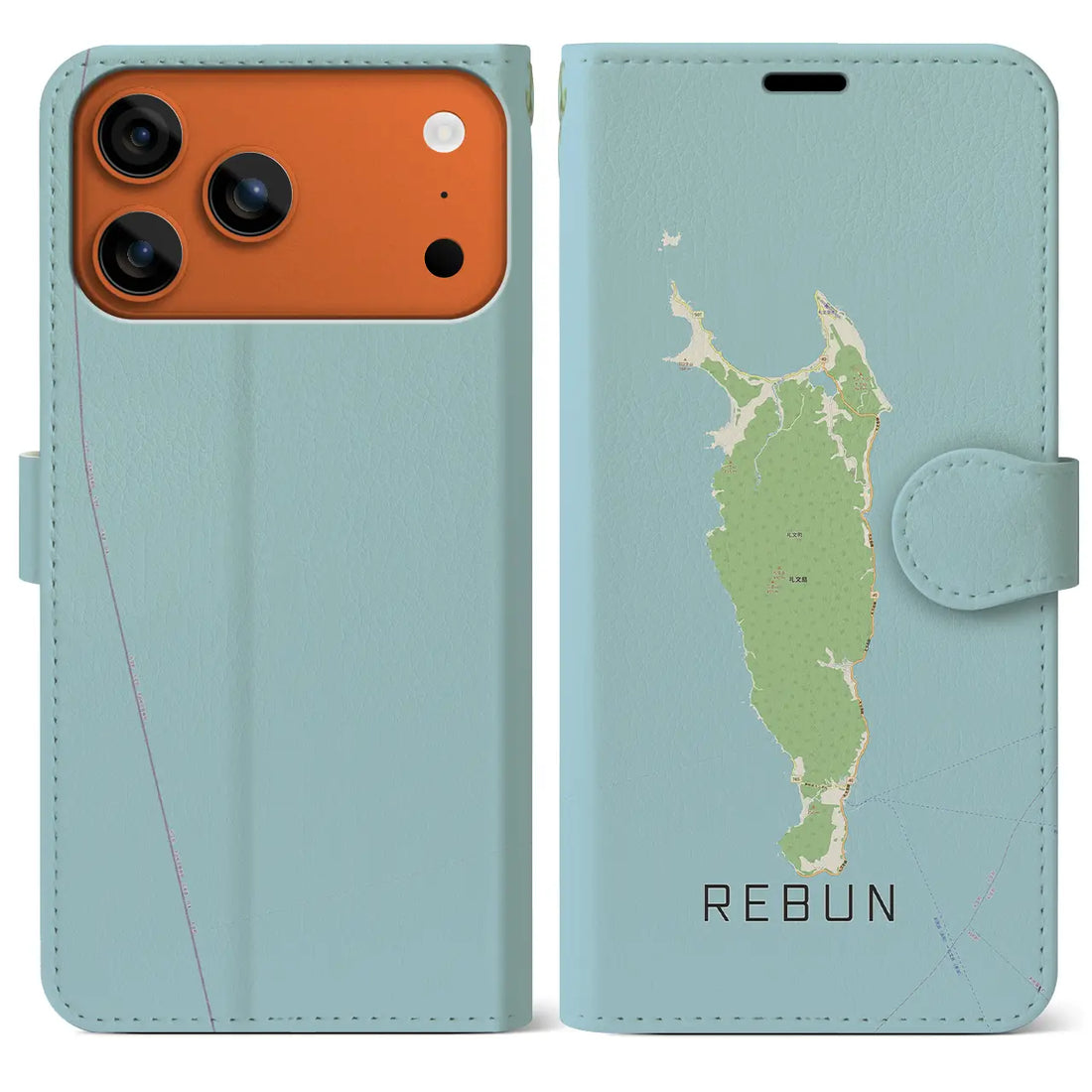 【礼文（北海道）】地図柄iPhoneケース（手帳タイプ）ナチュラル・iPhone 17 Pro Max 用