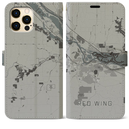 【レッドウイング（アメリカ）】地図柄iPhoneケース（手帳タイプ）モノトーン・iPhone 12 Pro Max 用