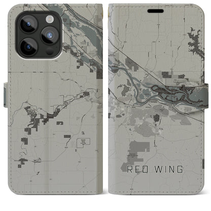 【レッドウイング（アメリカ）】地図柄iPhoneケース（手帳タイプ）モノトーン・iPhone 15 Pro Max 用
