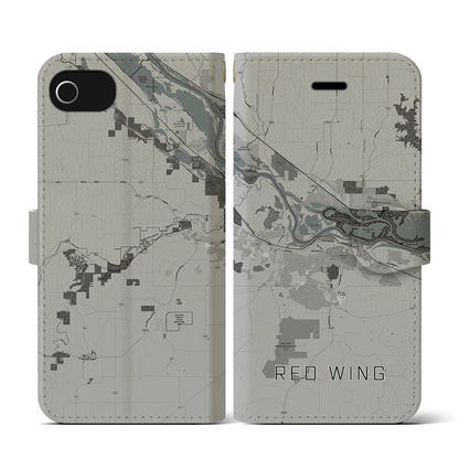 【レッドウイング（アメリカ）】地図柄iPhoneケース（手帳タイプ）モノトーン・iPhone SE（第3 / 第2世代） / 8 / 7 / 6s / 6 用