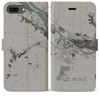 【レッドウイング（アメリカ）】地図柄iPhoneケース（手帳タイプ）モノトーン・iPhone 8Plus /7Plus / 6sPlus / 6Plus 用
