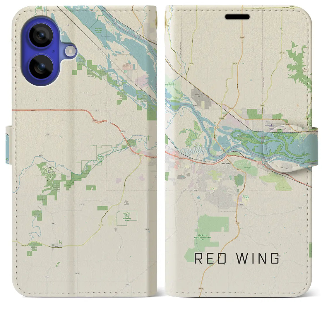 【レッドウイング(アメリカ)】地図柄iPhoneケース(手帳タイプ)ナチュラル・iPhone 16 Pro Max 用