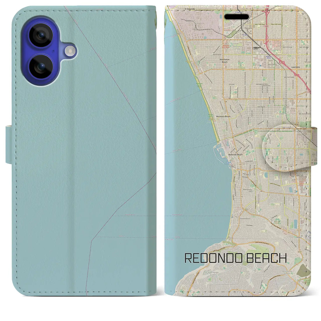 【レドンドビーチ(アメリカ)】地図柄iPhoneケース(手帳タイプ)ナチュラル・iPhone 16 Pro Max 用