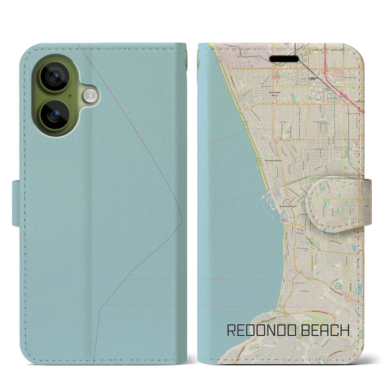 【レドンドビーチ（アメリカ）】地図柄iPhoneケース（手帳タイプ）