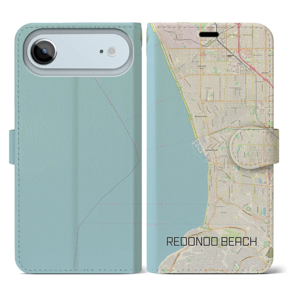 【レドンドビーチ（アメリカ）】地図柄iPhoneケース（手帳タイプ）モノトーン・iPhone 17 Pro Max 用