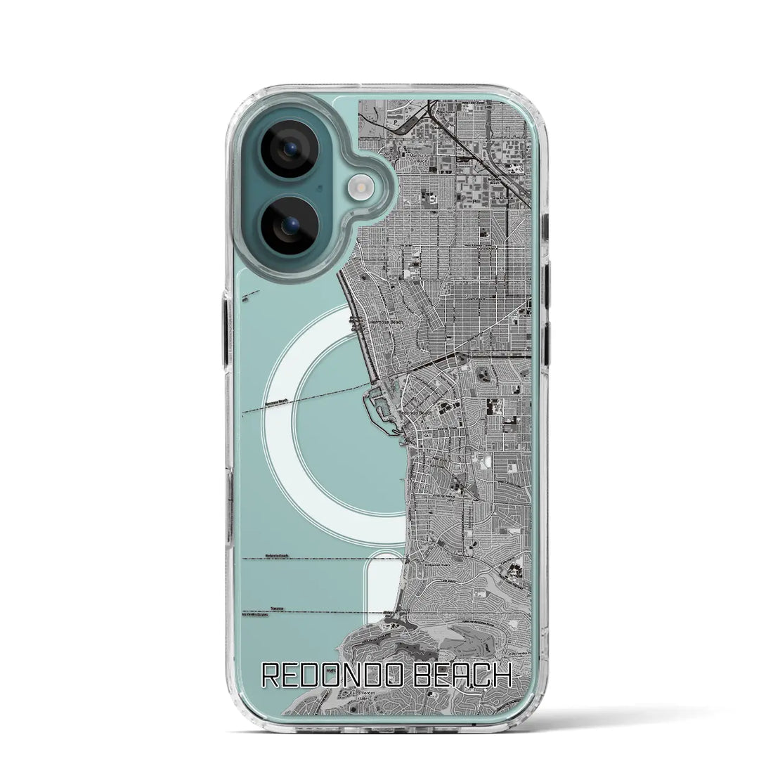 【レドンドビーチ（アメリカ）】地図柄iPhoneケース（MagSafeタイプ）モノトーン・iPhone 16 Pro 用