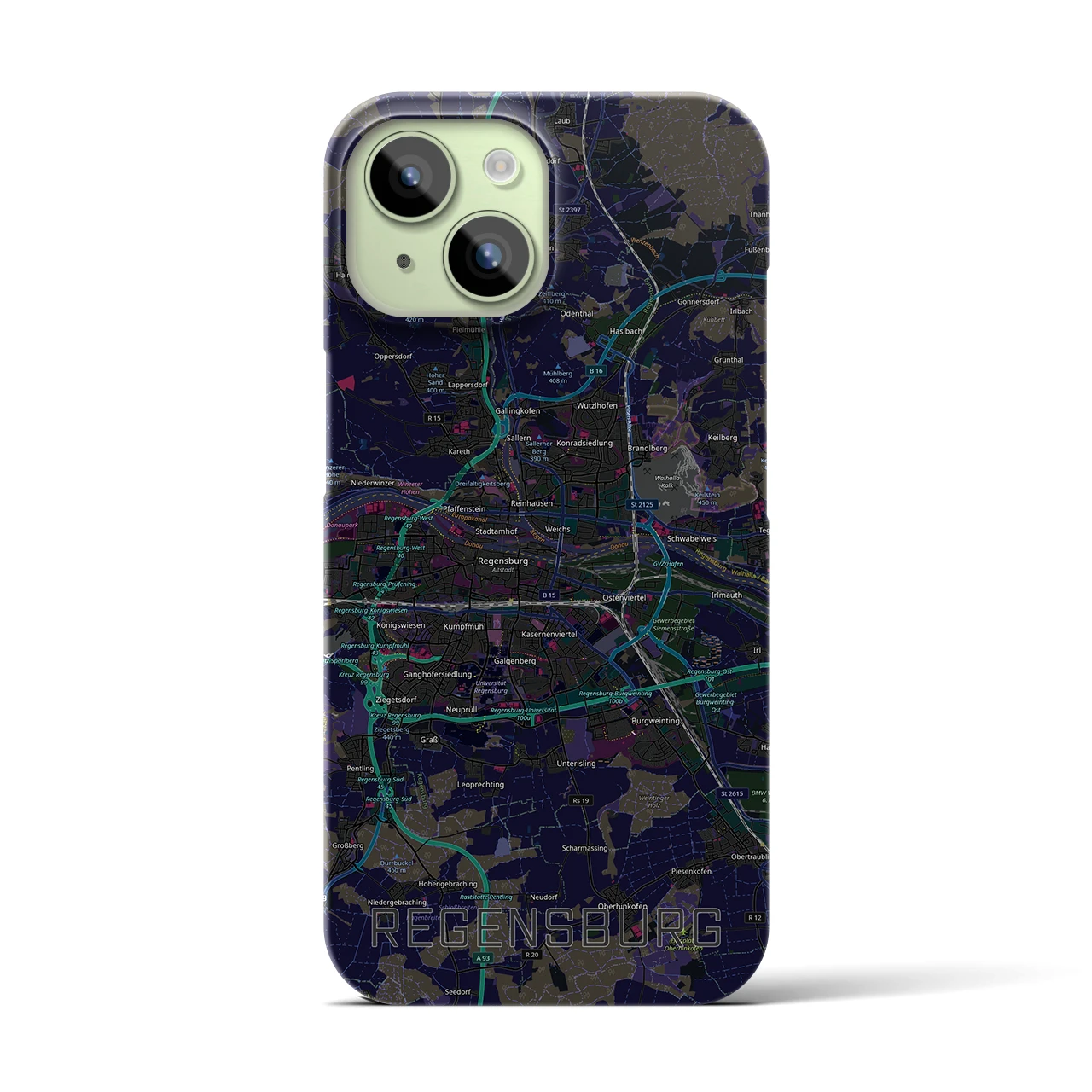 【レーゲンスブルク（ドイツ）】地図柄iPhoneケース（バックカバータイプ）