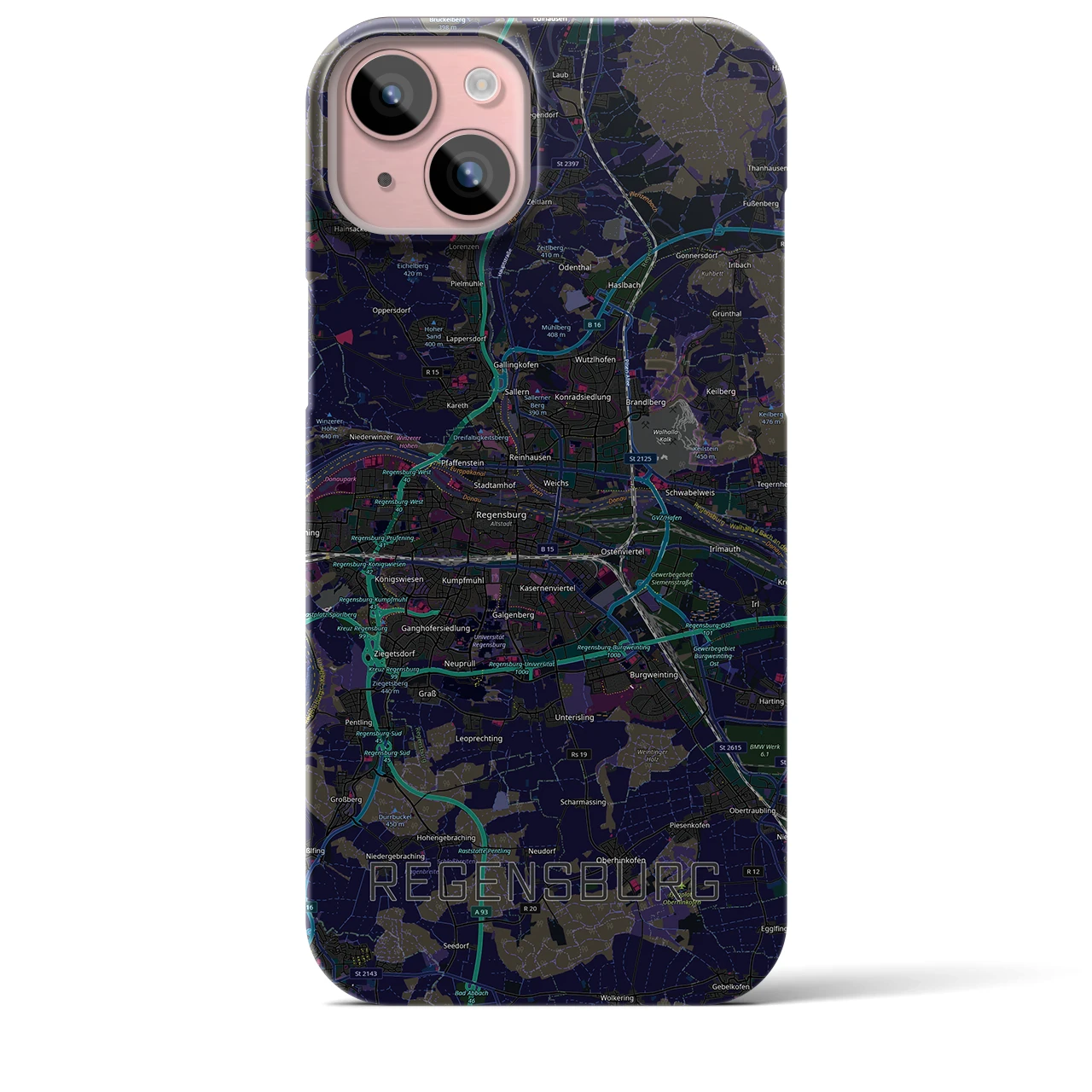 【レーゲンスブルク（ドイツ）】地図柄iPhoneケース（バックカバータイプ）