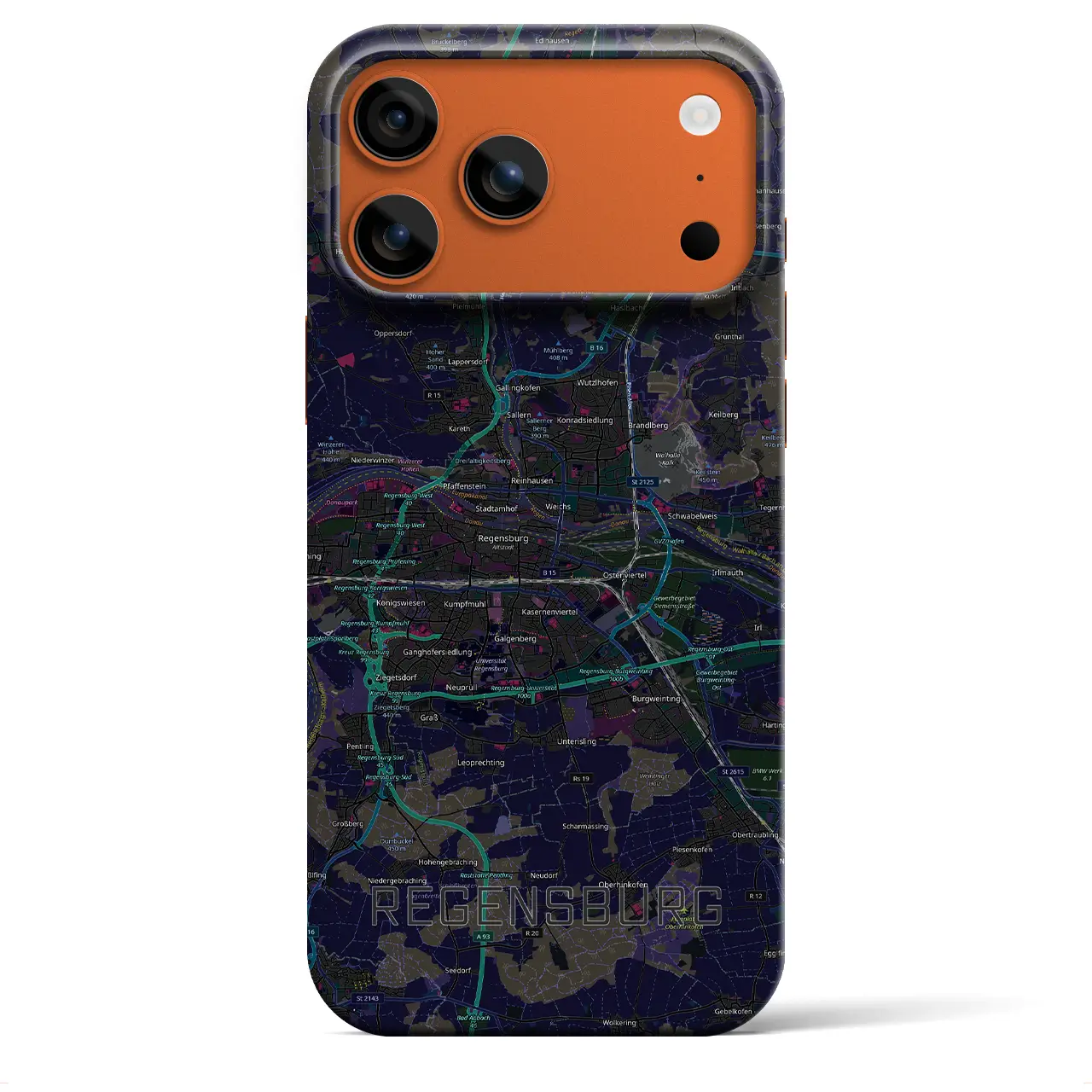【レーゲンスブルク（ドイツ）】地図柄iPhoneケース（バックカバータイプ）