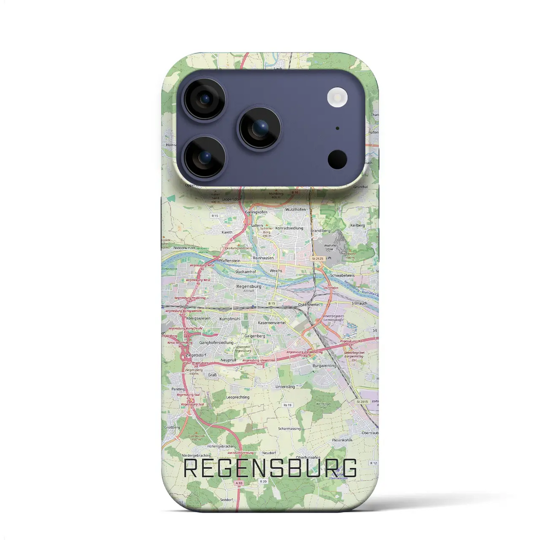 【レーゲンスブルク（ドイツ）】地図柄iPhoneケース（バックカバータイプ）ブラック・iPhone 17 Pro Max 用