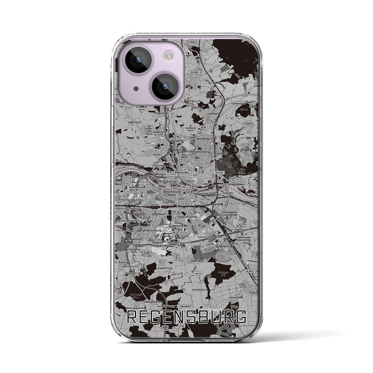 【レーゲンスブルク（ドイツ）】地図柄iPhoneケース（クリアタイプ）