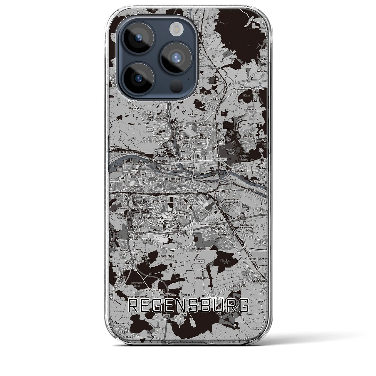 【レーゲンスブルク（ドイツ）】地図柄iPhoneケース（クリアタイプ）