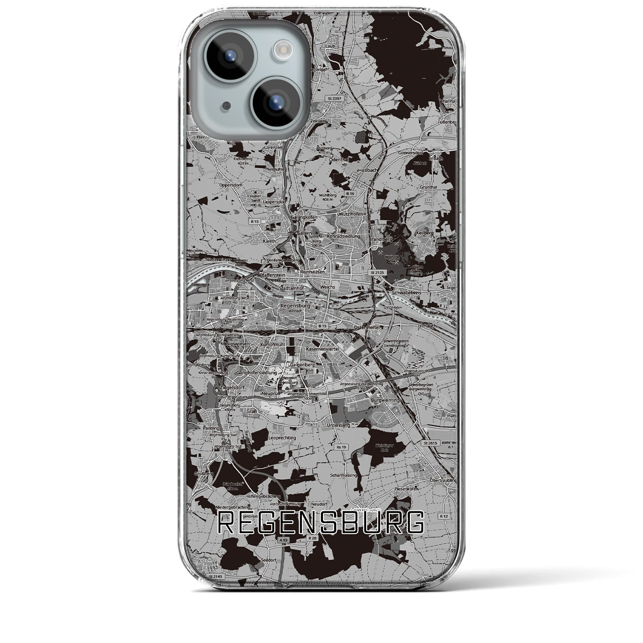 【レーゲンスブルク（ドイツ）】地図柄iPhoneケース（クリアタイプ）