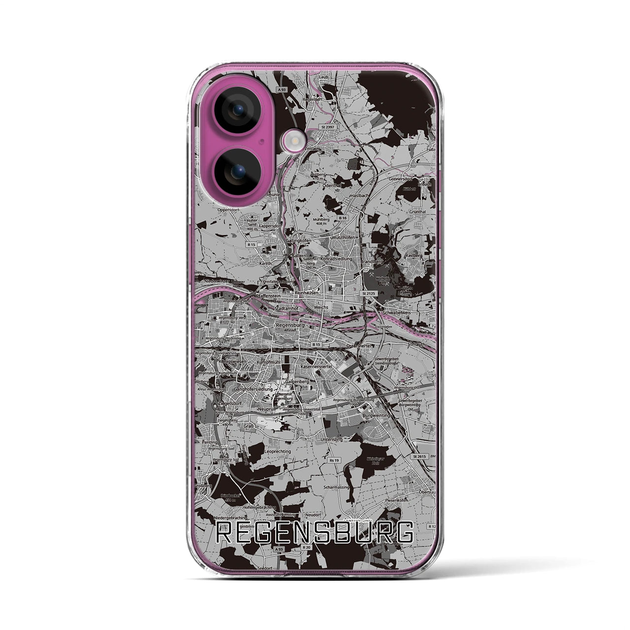 【レーゲンスブルク（ドイツ）】地図柄iPhoneケース（クリアタイプ）