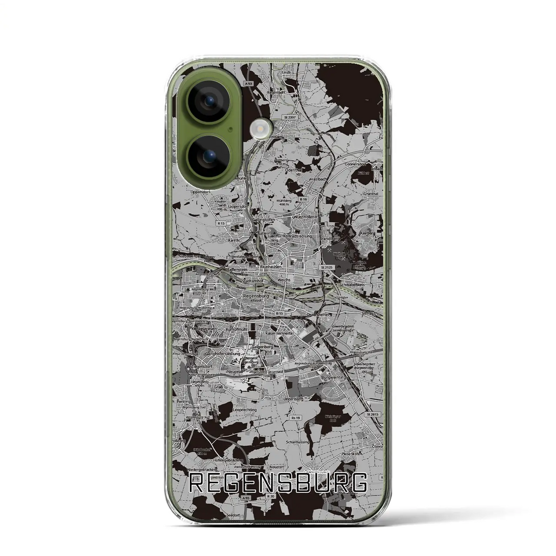 【レーゲンスブルク（ドイツ）】地図柄iPhoneケース（クリアタイプ）モノトーン・iPhone 17 Pro Max 用