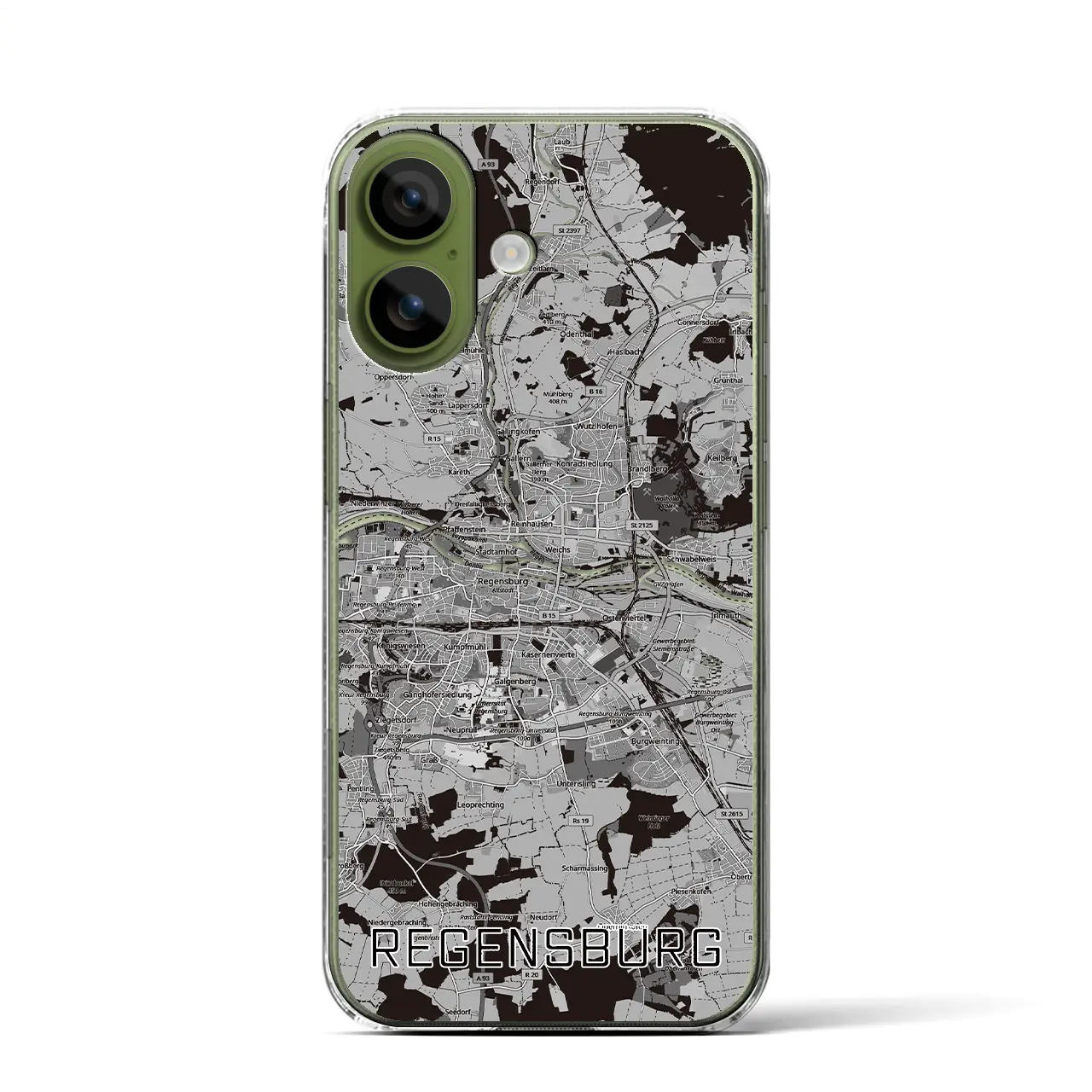 【レーゲンスブルク（ドイツ）】地図柄iPhoneケース（クリアタイプ）モノトーン・iPhone 17 Pro Max 用