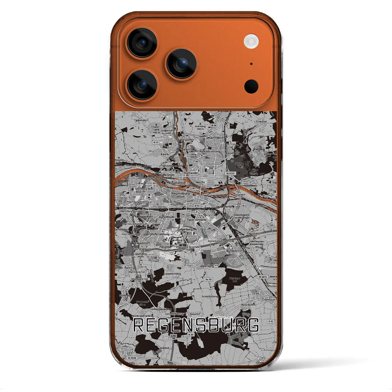 【レーゲンスブルク（ドイツ）】地図柄iPhoneケース（クリアタイプ）