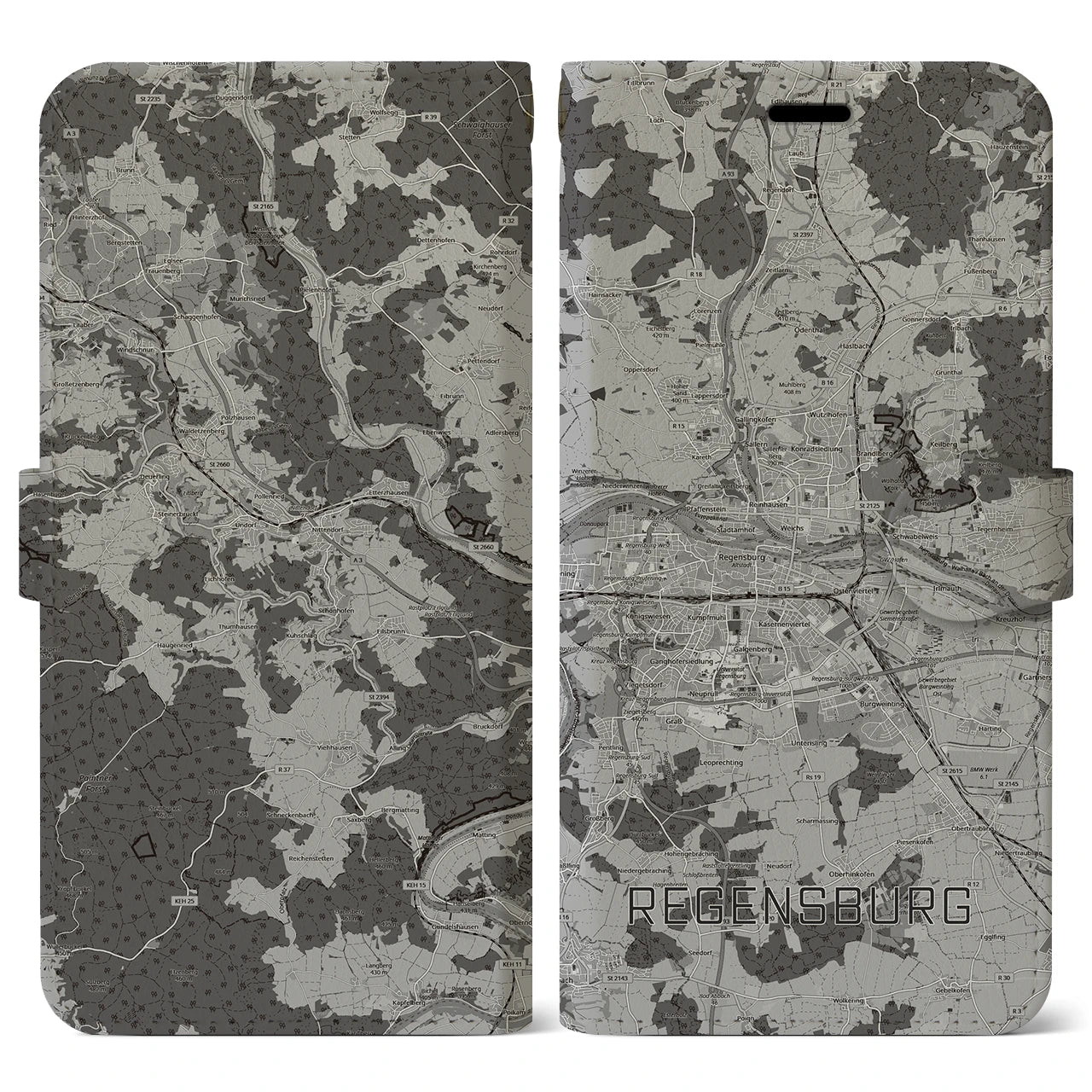 【レーゲンスブルク（ドイツ）】地図柄iPhoneケース（手帳タイプ）