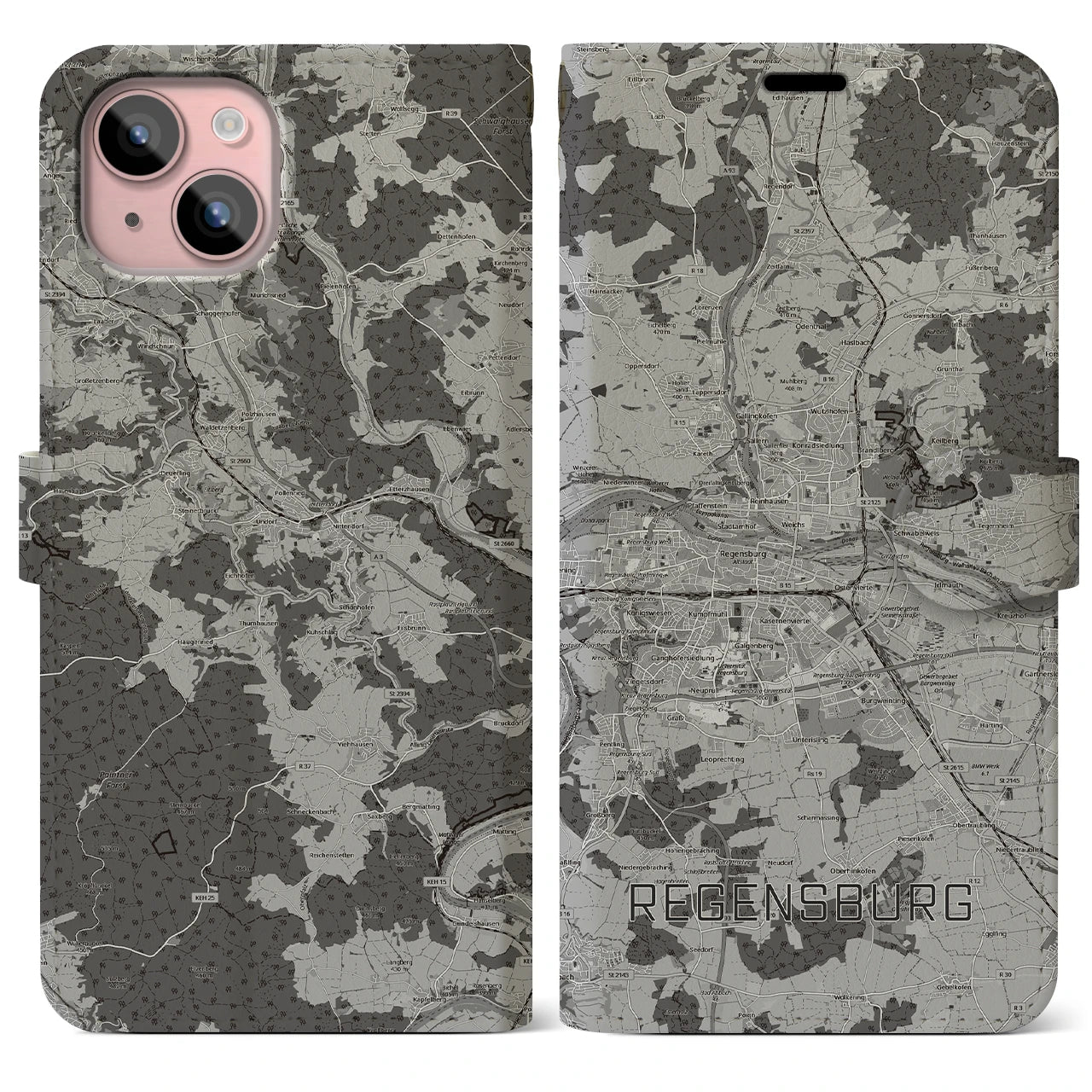 【レーゲンスブルク（ドイツ）】地図柄iPhoneケース（手帳タイプ）