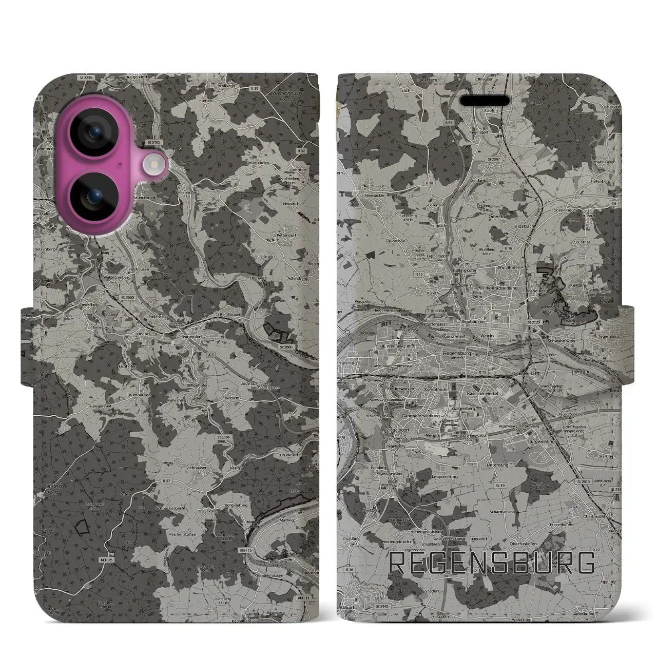 【レーゲンスブルク（ドイツ）】地図柄iPhoneケース（手帳タイプ）