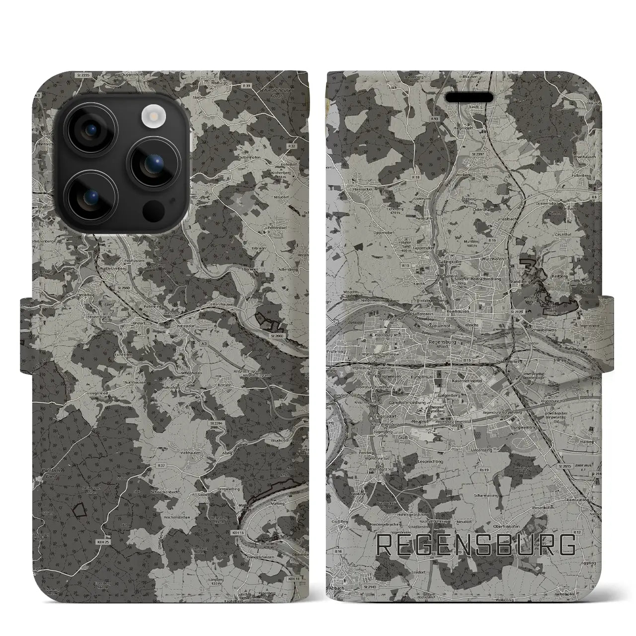 【レーゲンスブルク（ドイツ）】地図柄iPhoneケース（手帳タイプ）