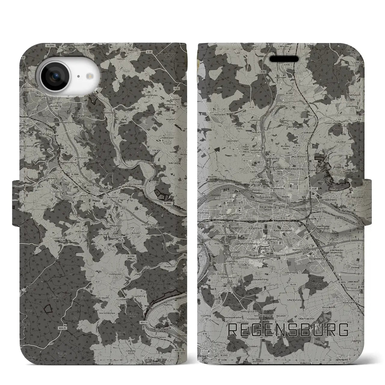 【レーゲンスブルク（ドイツ）】地図柄iPhoneケース（手帳タイプ）