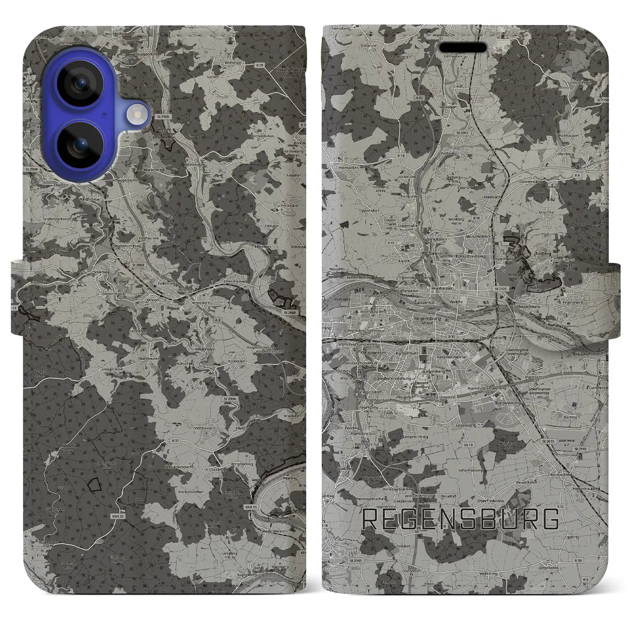 【レーゲンスブルク（ドイツ）】地図柄iPhoneケース（手帳タイプ）