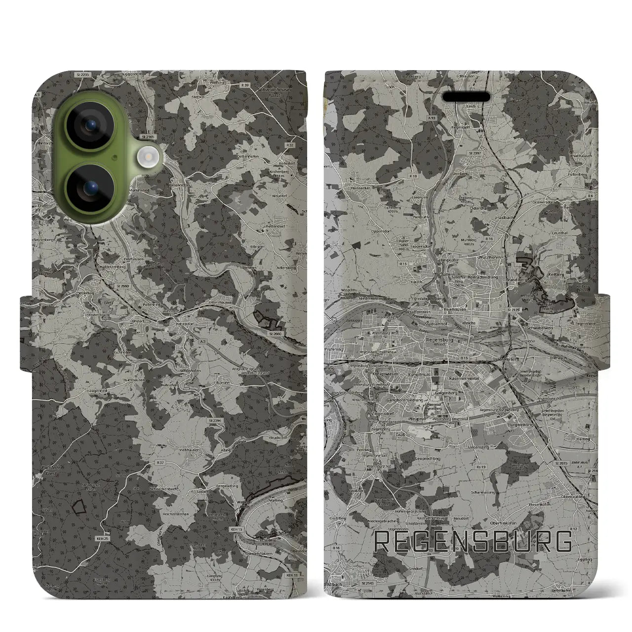 【レーゲンスブルク（ドイツ）】地図柄iPhoneケース（手帳タイプ）