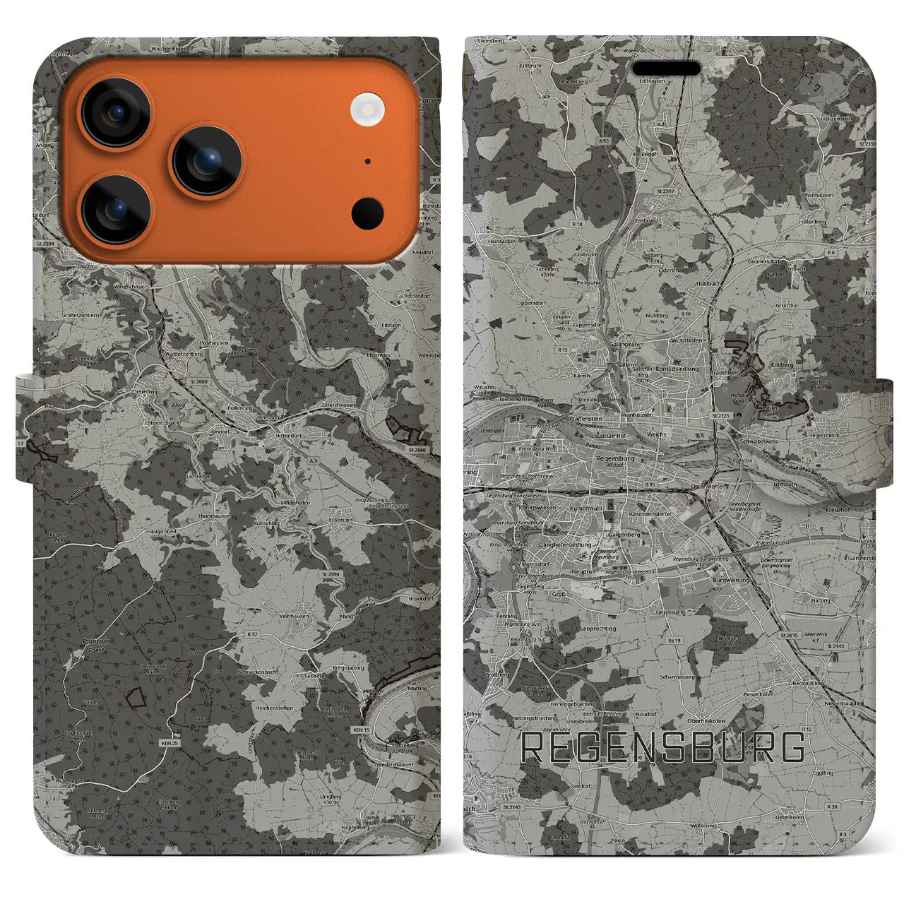 【レーゲンスブルク（ドイツ）】地図柄iPhoneケース（手帳タイプ）
