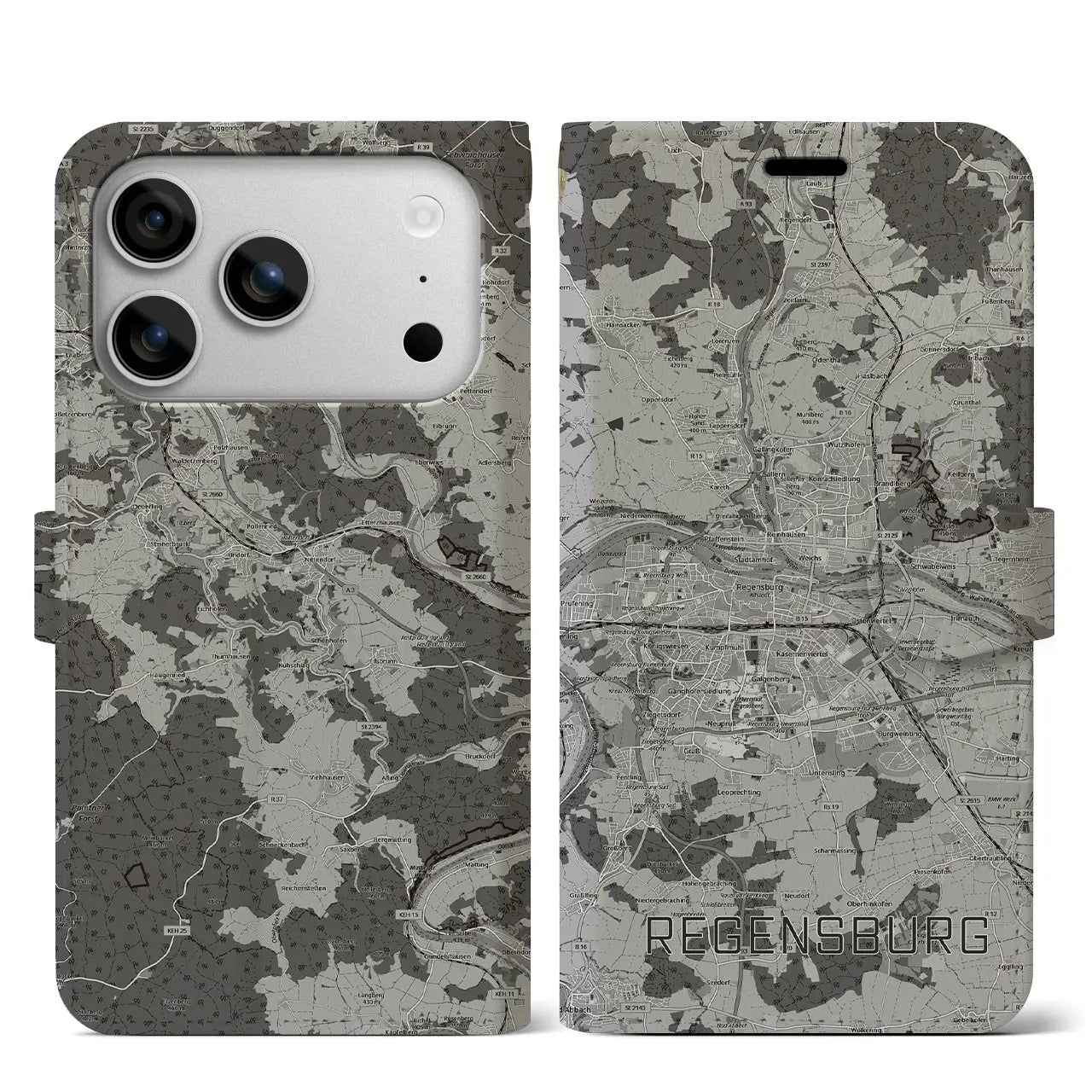 【レーゲンスブルク（ドイツ）】地図柄iPhoneケース（手帳タイプ）