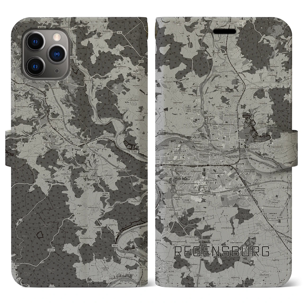【レーゲンスブルク（ドイツ）】地図柄iPhoneケース（手帳タイプ）