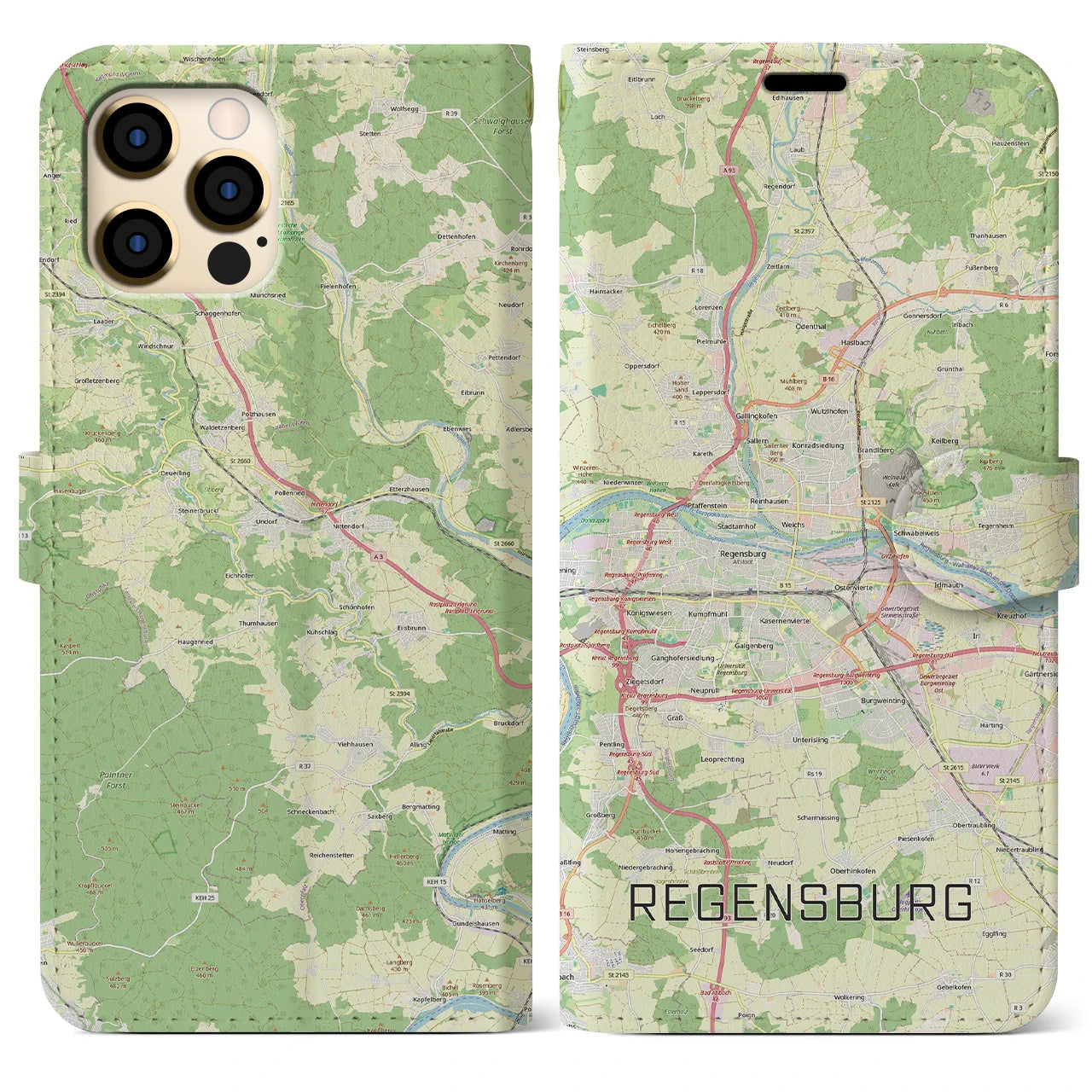 【レーゲンスブルク（ドイツ）】地図柄iPhoneケース（手帳タイプ）