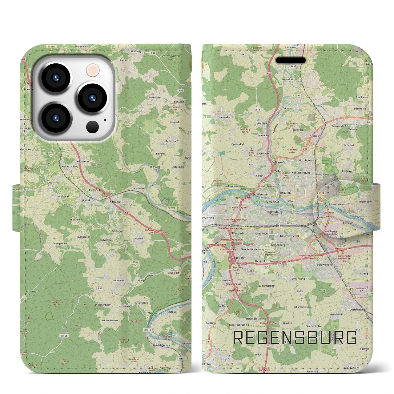 【レーゲンスブルク（ドイツ）】地図柄iPhoneケース（手帳タイプ）