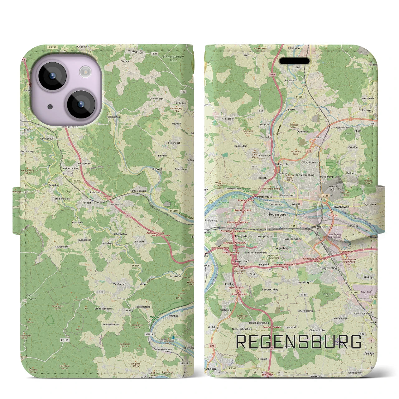 【レーゲンスブルク（ドイツ）】地図柄iPhoneケース（手帳タイプ）