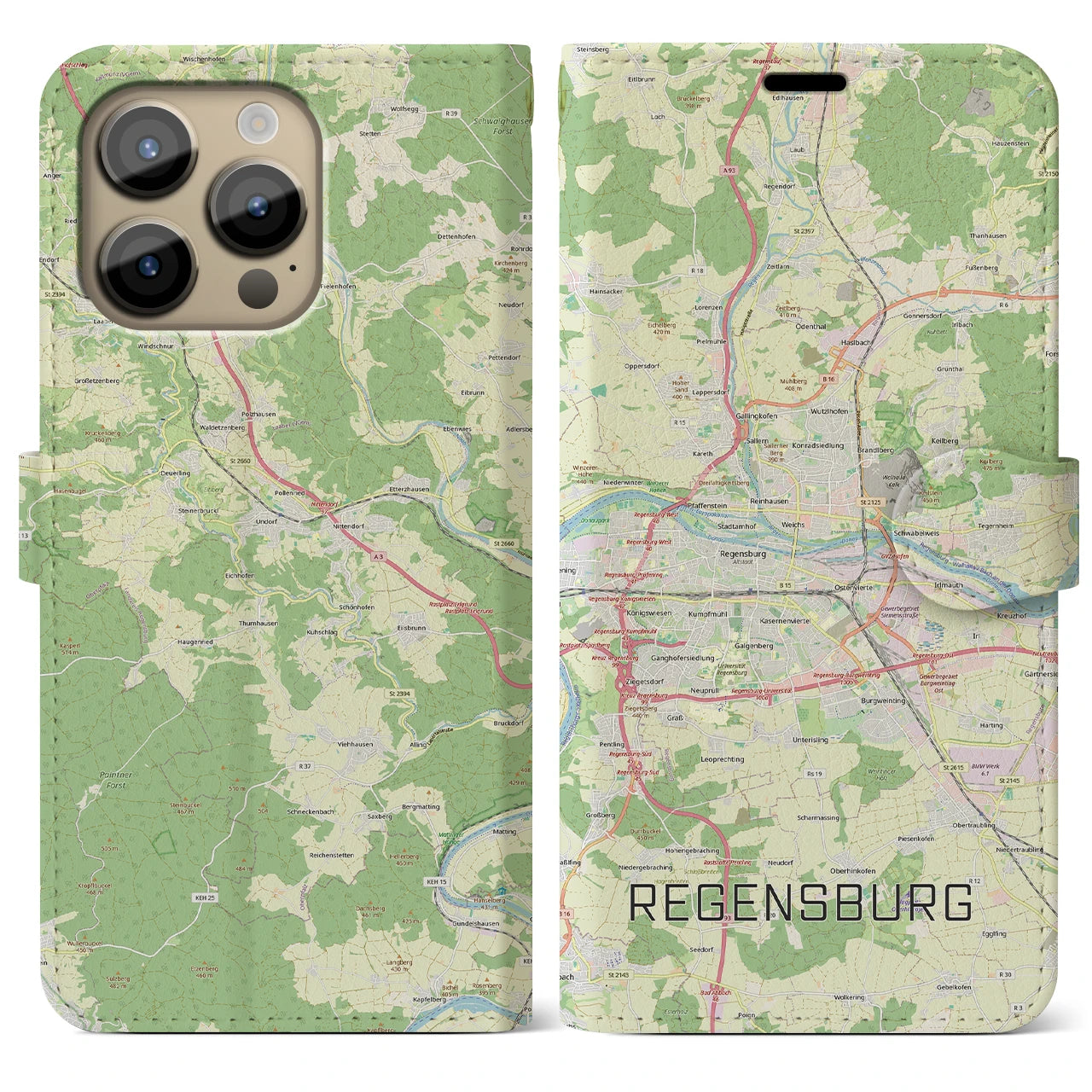 【レーゲンスブルク（ドイツ）】地図柄iPhoneケース（手帳タイプ）