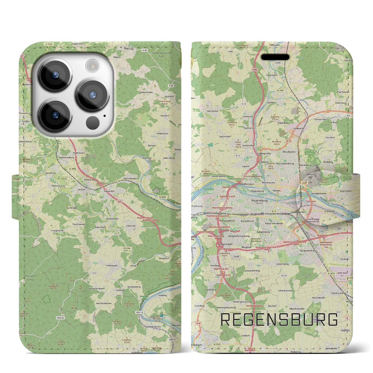 【レーゲンスブルク（ドイツ）】地図柄iPhoneケース（手帳タイプ）