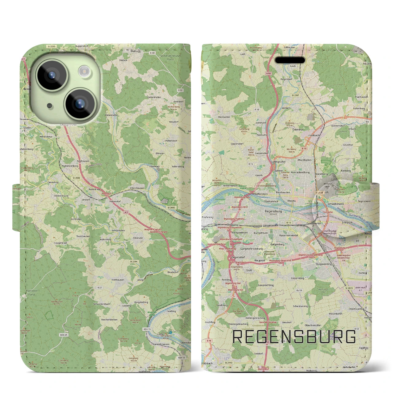 【レーゲンスブルク（ドイツ）】地図柄iPhoneケース（手帳タイプ）