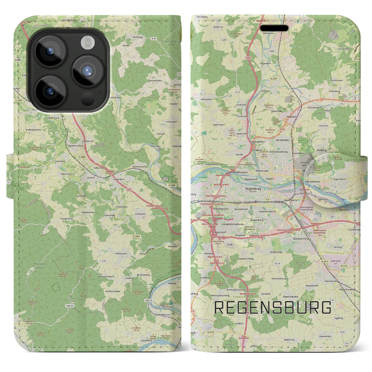【レーゲンスブルク（ドイツ）】地図柄iPhoneケース（手帳タイプ）