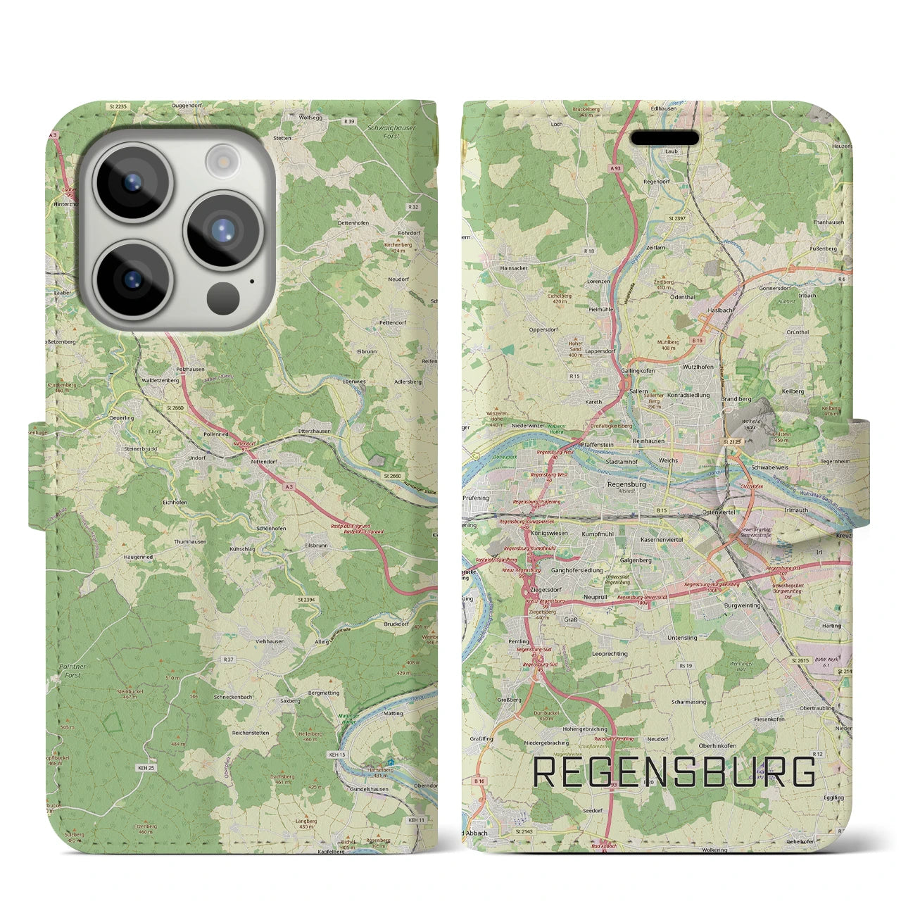 【レーゲンスブルク（ドイツ）】地図柄iPhoneケース（手帳タイプ）