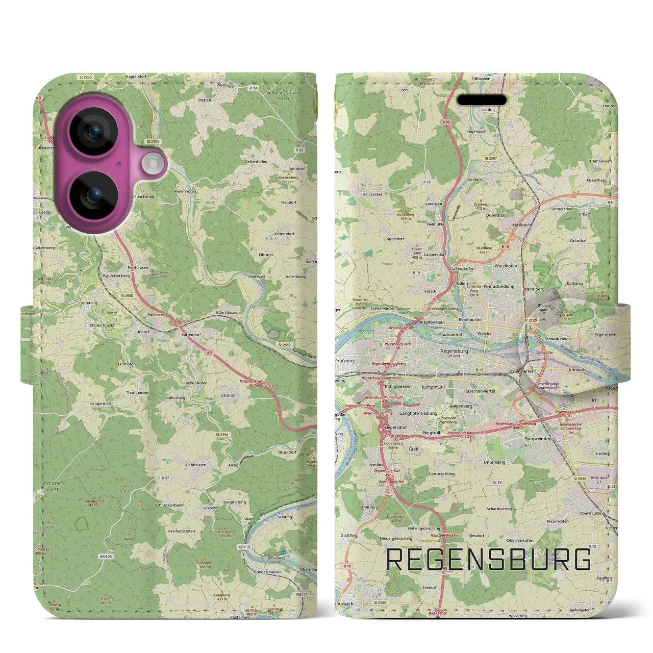 【レーゲンスブルク（ドイツ）】地図柄iPhoneケース（手帳タイプ）