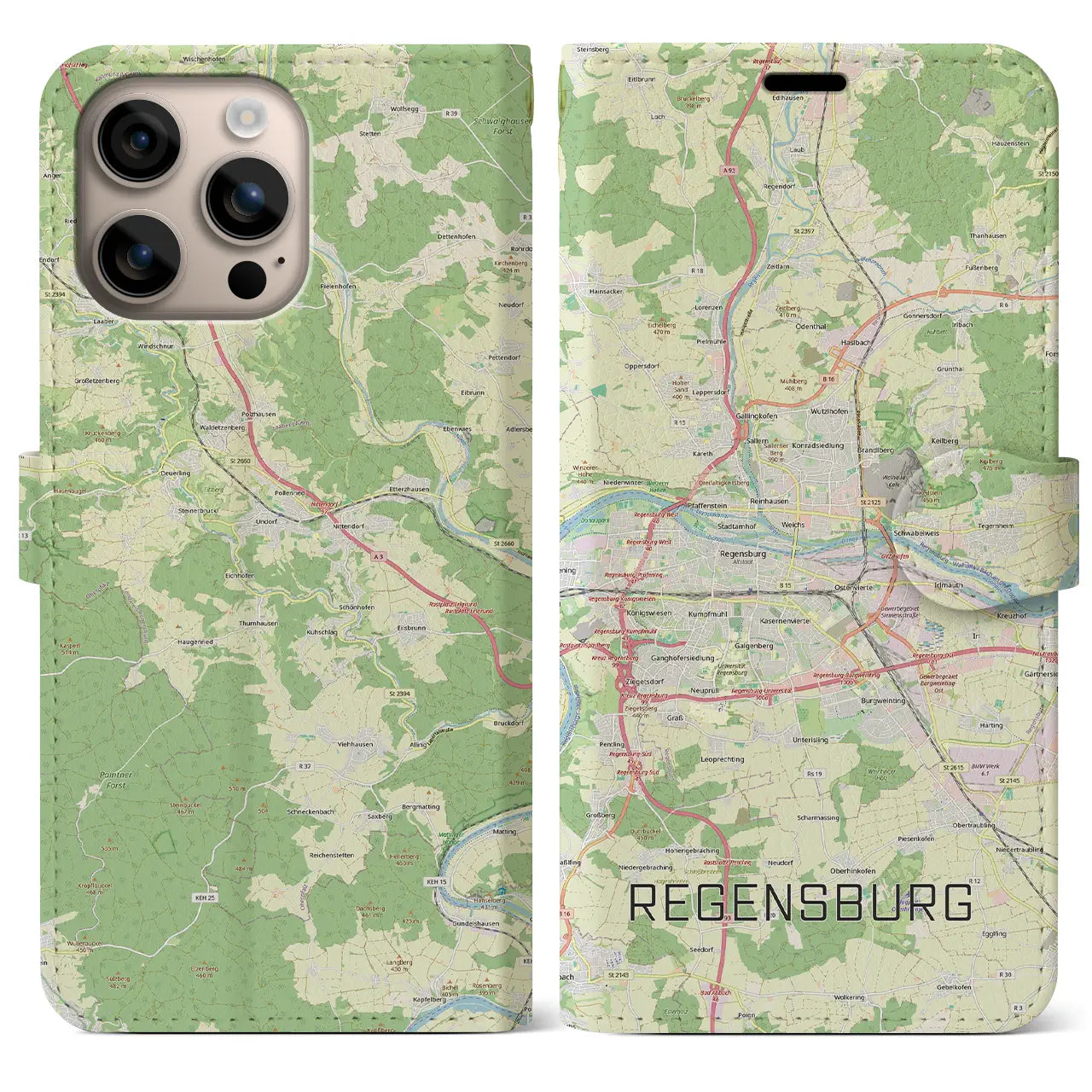 【レーゲンスブルク（ドイツ）】地図柄iPhoneケース（手帳タイプ）