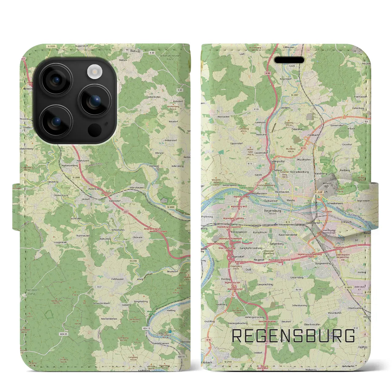 【レーゲンスブルク（ドイツ）】地図柄iPhoneケース（手帳タイプ）