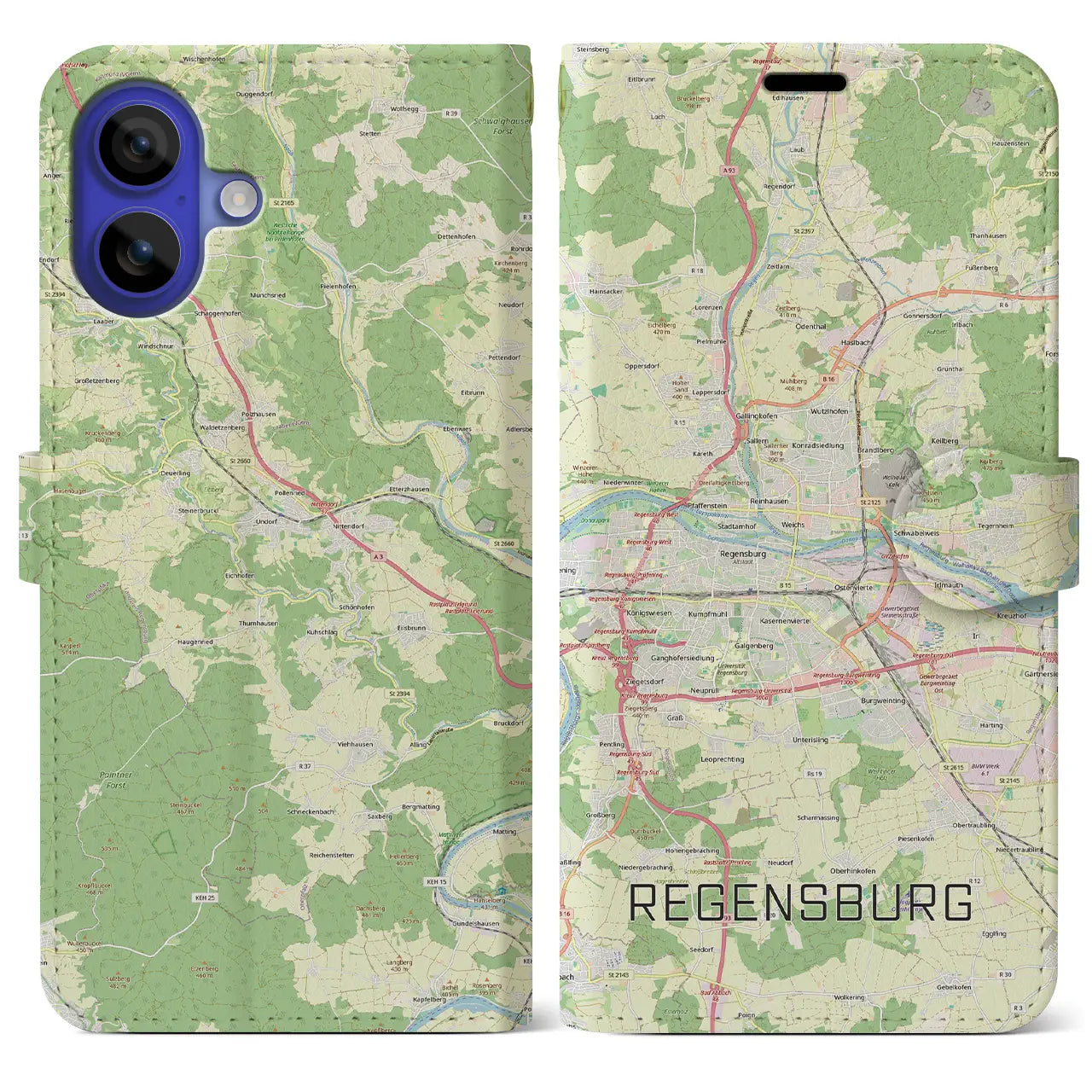 【レーゲンスブルク（ドイツ）】地図柄iPhoneケース（手帳タイプ）